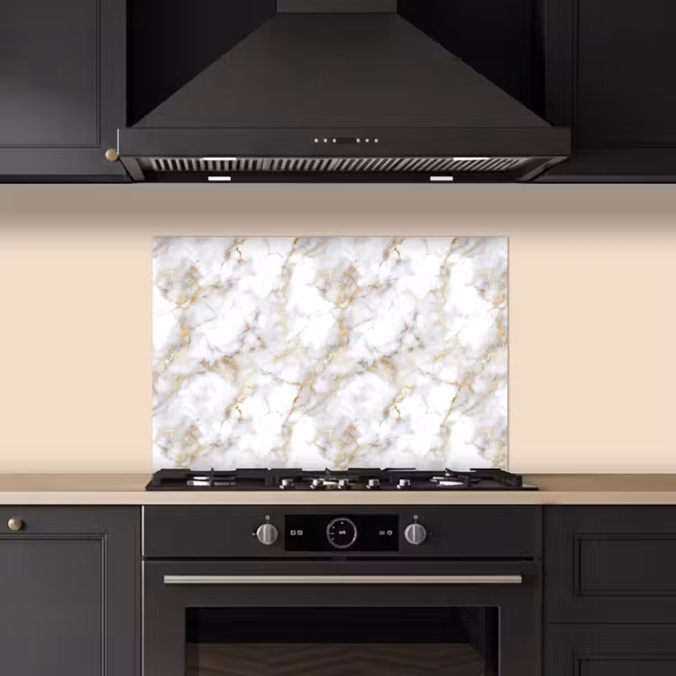 Kitchen splashback for hob - Golden veins - Marble - White — 5