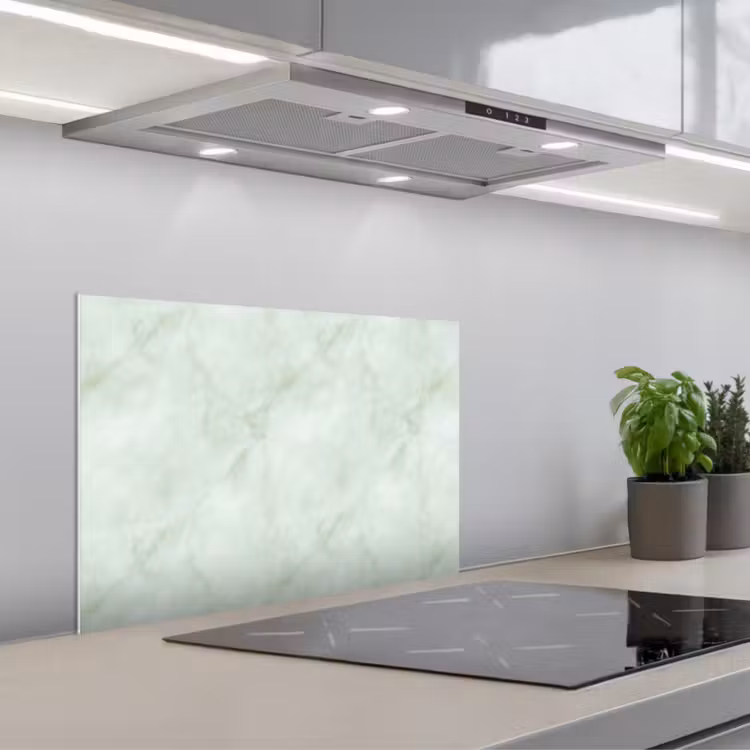 Kitchen splashback for hob - Green - Marble - Flowing veins — 1