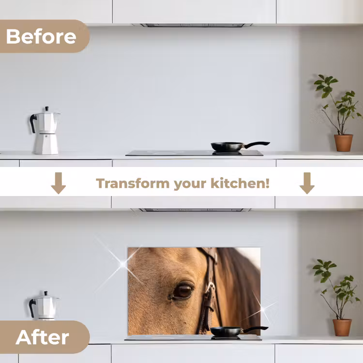 Kitchen splashback for hob - Horse - Eye - Brown — 7