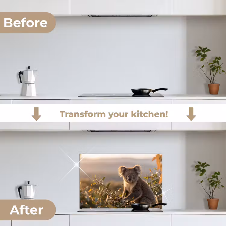 Kitchen splashback for hob - Koala - Leaves - Morning light — 7