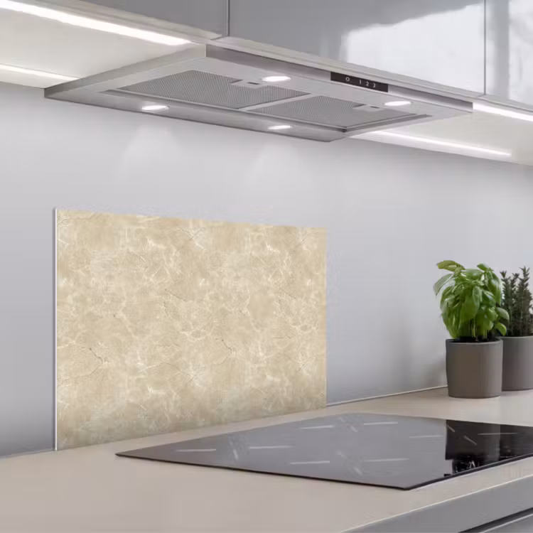Kitchen splashback for hob - Light beige - Marble - Diffusion veining — 1