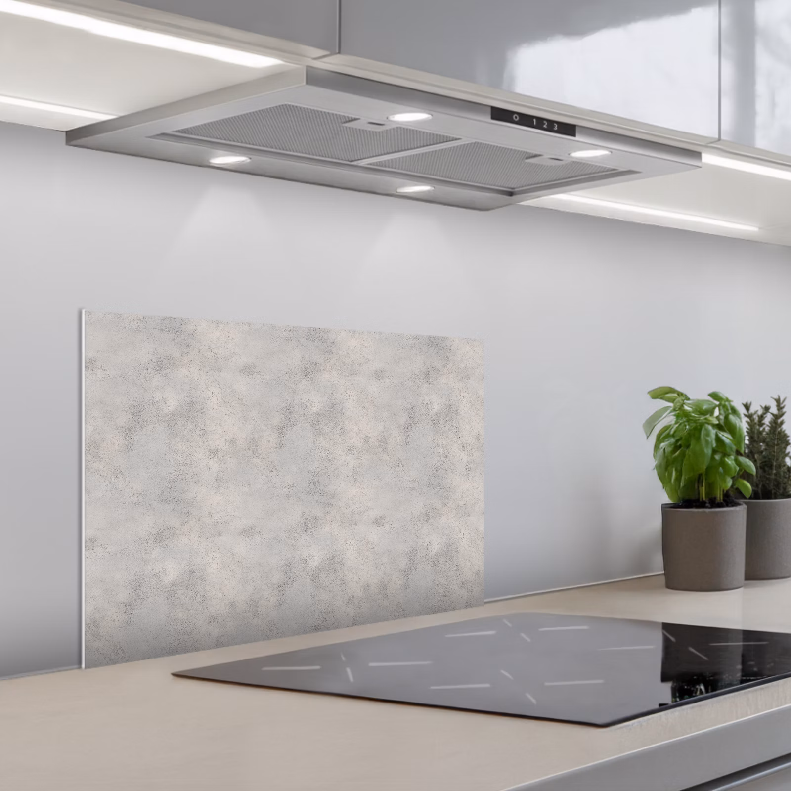 Kitchen splashback for hob - Gray - Concrete - Industrial — 1