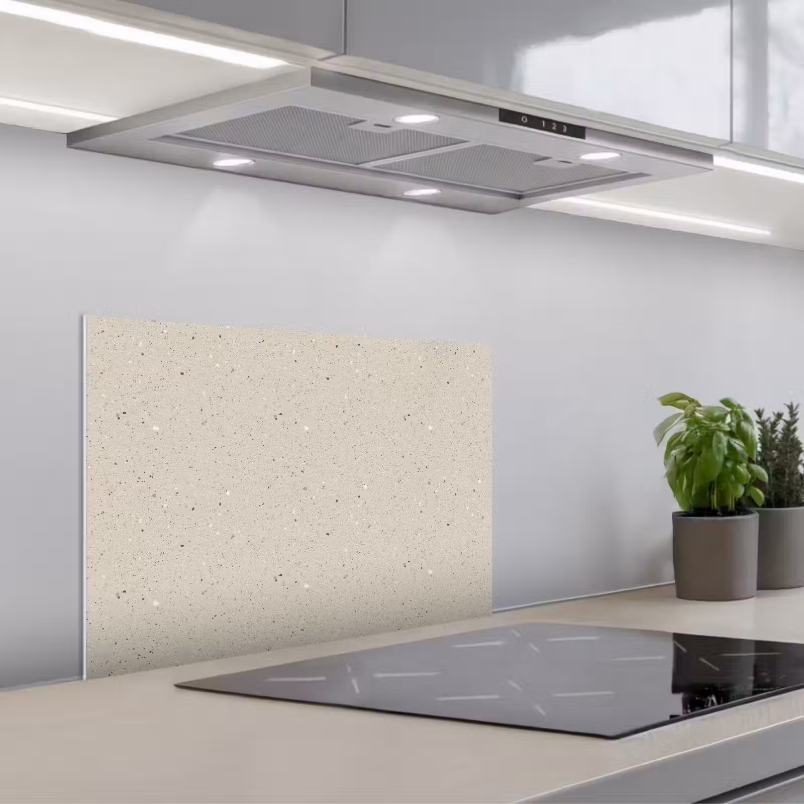 Kitchen splashback for hob - Light beige - Terrazzo - Gray — 1