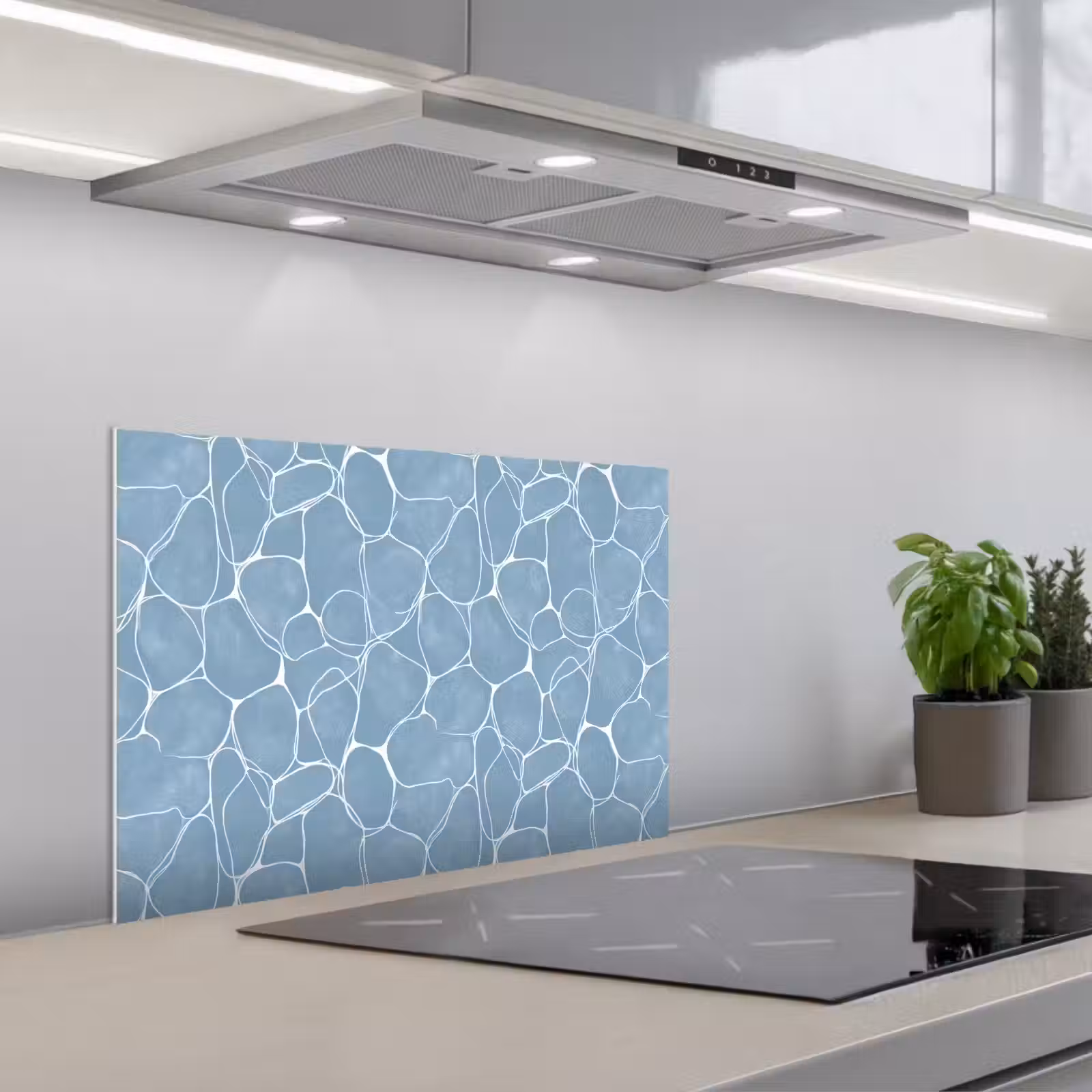 Kitchen splashback for hob - Organic - Pattern - Blue — 1