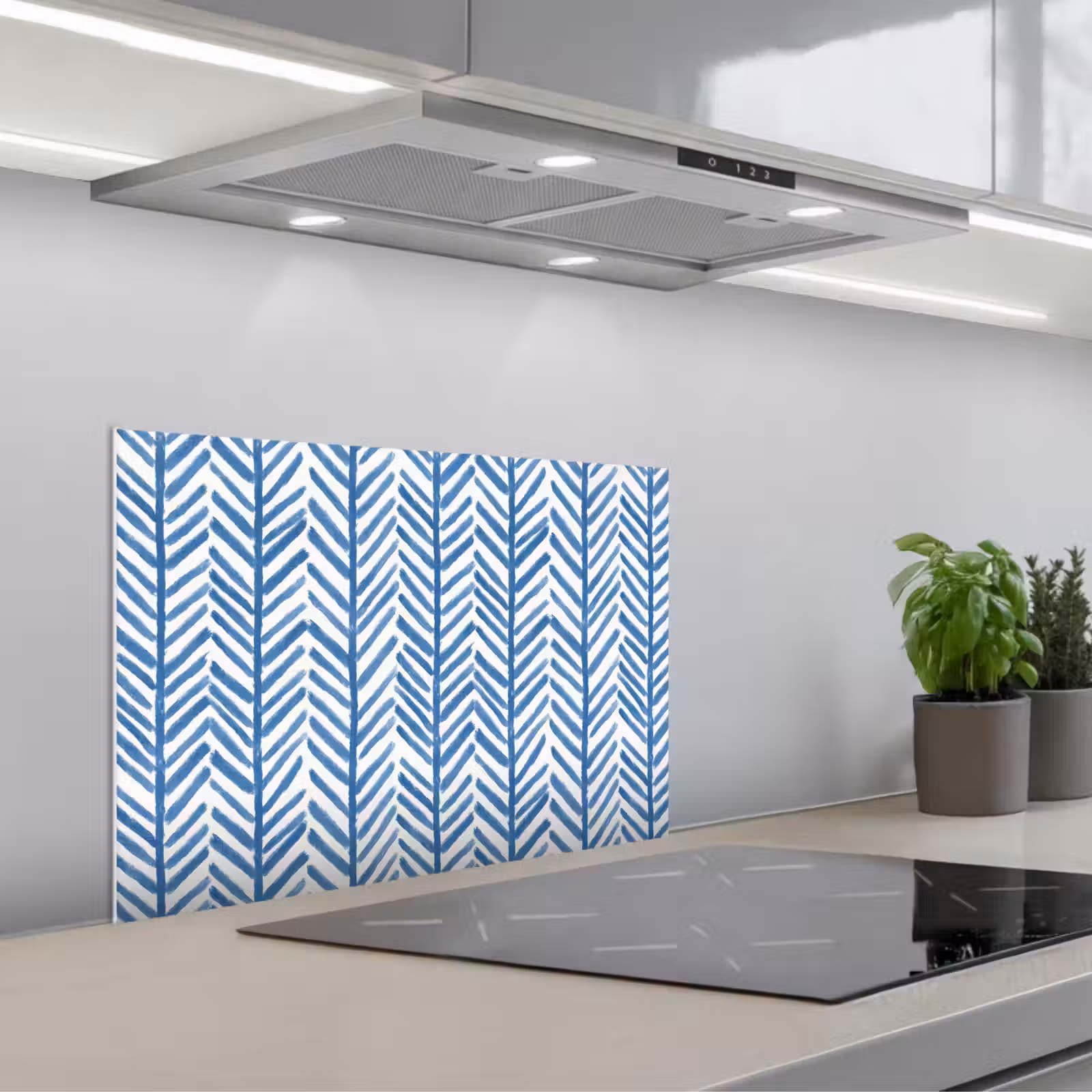 Kitchen splashback for hob - Pattern - Stripe - Blue — 1