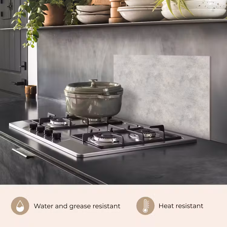 Kitchen splashback for hob - Gray - Concrete - Industrial — 2