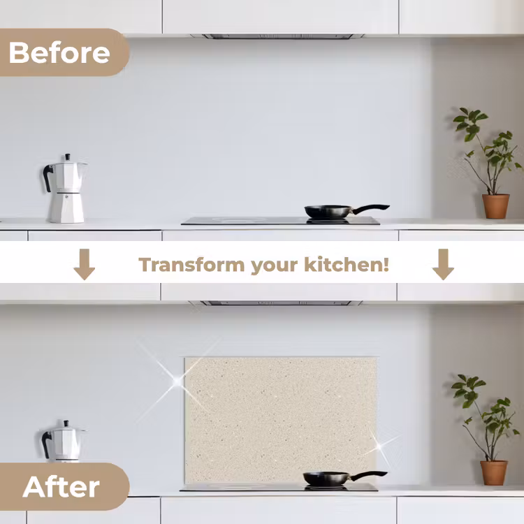 Kitchen splashback for hob - Light beige - Terrazzo - Gray — 7