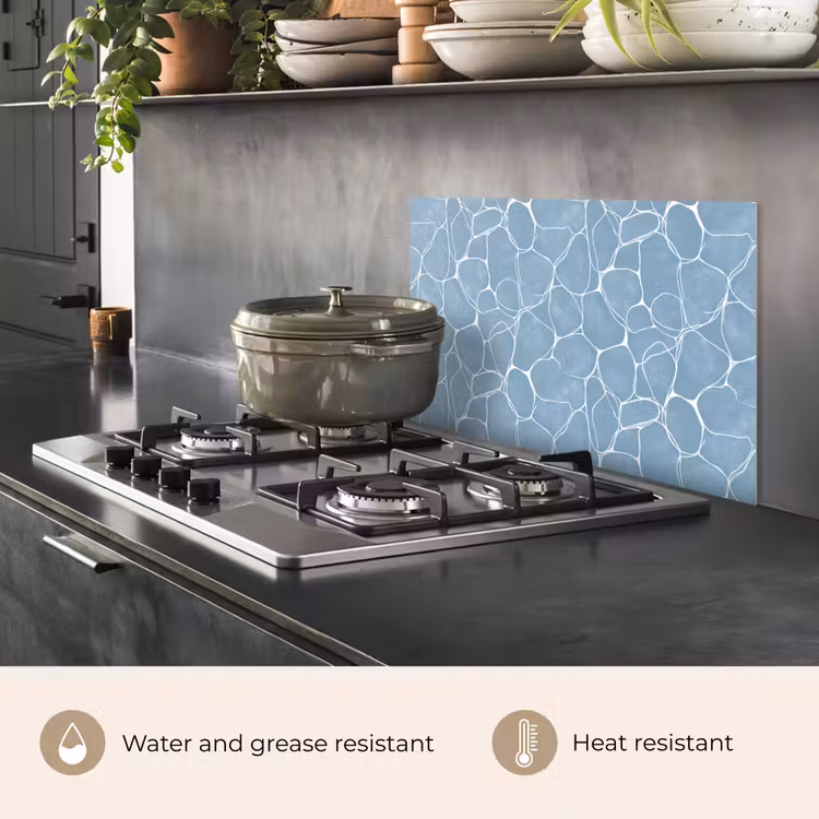 Kitchen splashback for hob - Organic - Pattern - Blue — 2