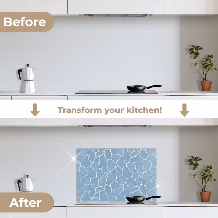Kitchen splashback for hob - Organic - Pattern - Blue — 7