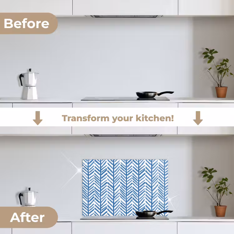 Kitchen splashback for hob - Pattern - Stripe - Blue — 7