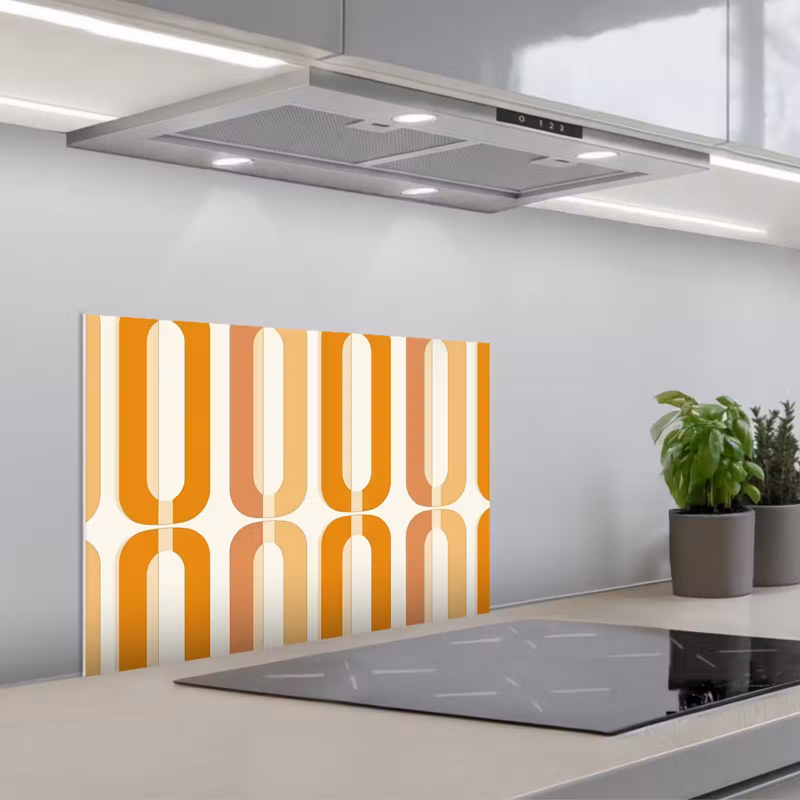 Kitchen splashback for hob - U-shape - Retro - Orange — 1
