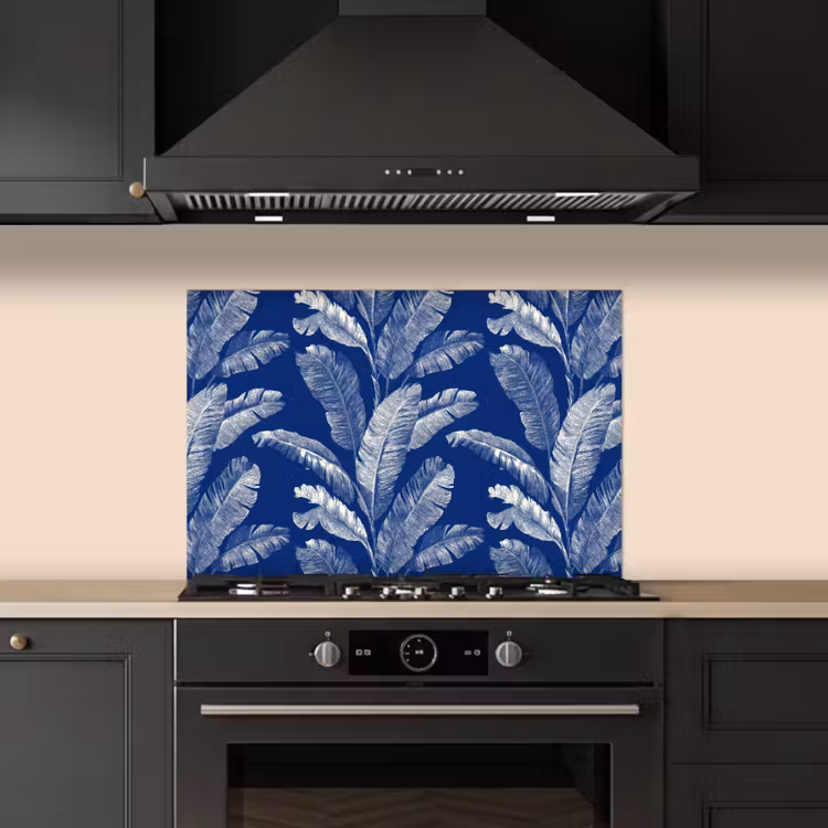 Kitchen splashback for hob - Leaf - Palm - Blue — 5