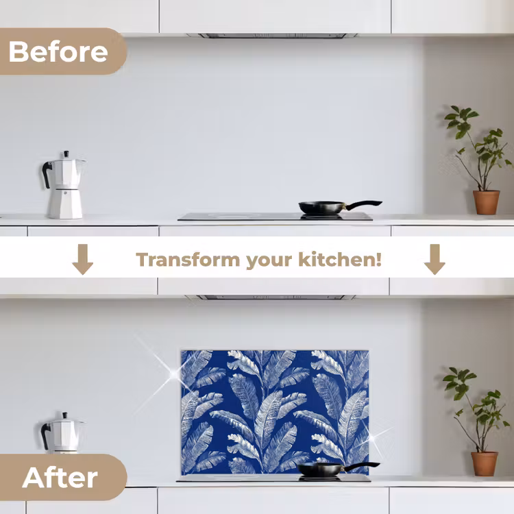 Kitchen splashback for hob - Leaf - Palm - Blue — 7
