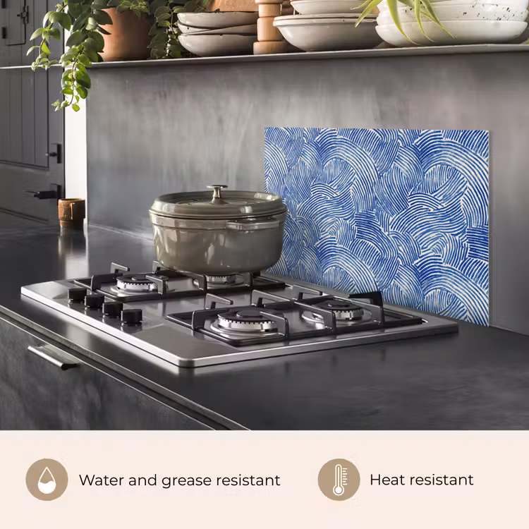 Kitchen splashback for hob - Modern - Abstract - Blue — 2
