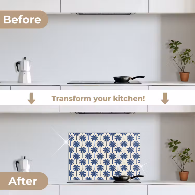 Kitchen splashback for hob - Symmetrical - Palm - Blue — 7