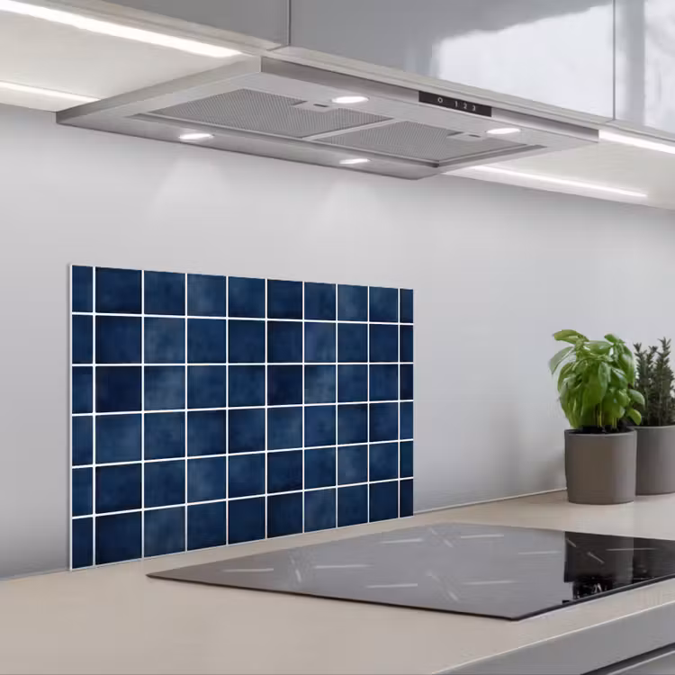 Kitchen splashback for hob - Tile - Modern - Blue — 1