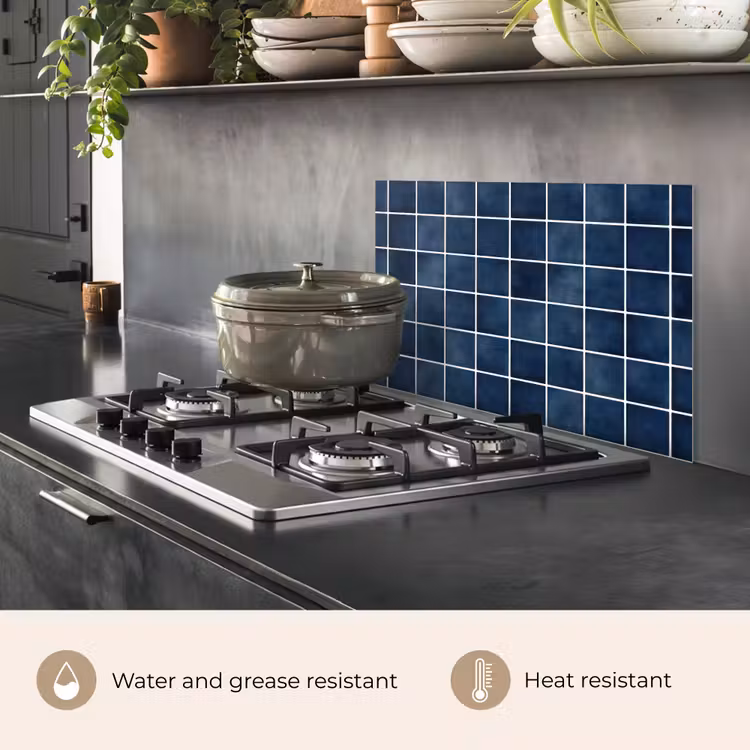 Kitchen splashback for hob - Tile - Modern - Blue — 2