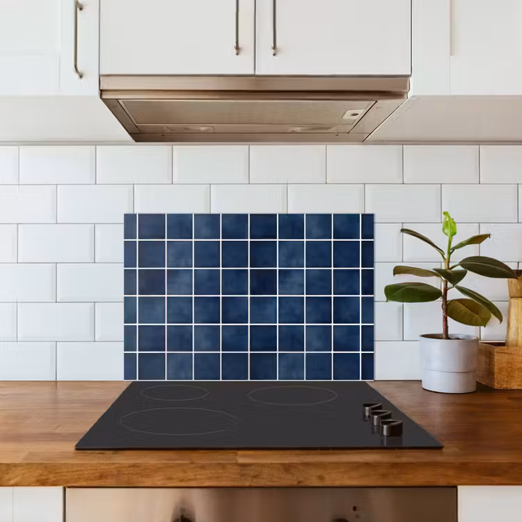 Kitchen splashback for hob - Tile - Modern - Blue — 3