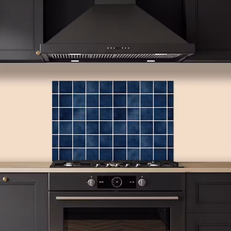 Kitchen splashback for hob - Tile - Modern - Blue — 5