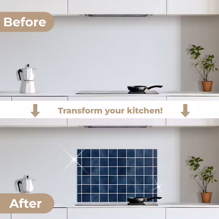 Kitchen splashback for hob - Tile - Modern - Blue — 7