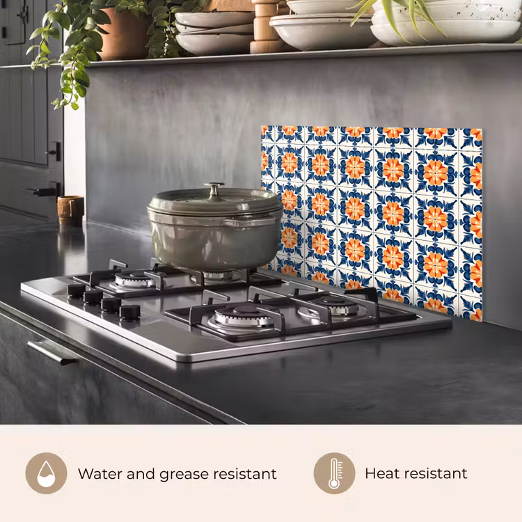 Kitchen splashback for hob - Traditional - Tile - Orange — 2