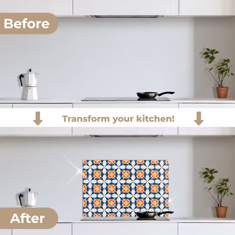 Kitchen splashback for hob - Traditional - Tile - Orange — 7