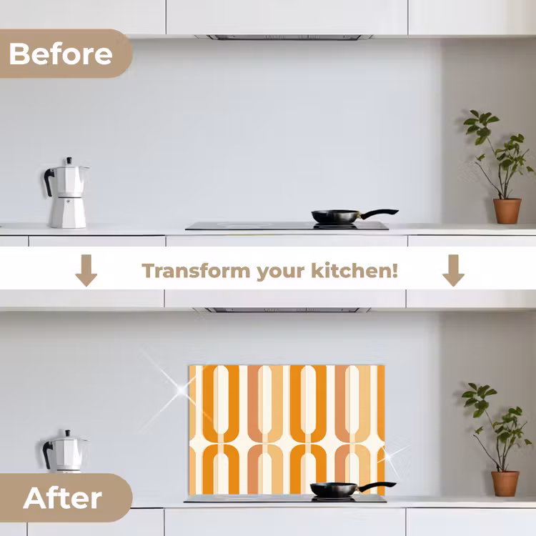 Kitchen splashback for hob - U-shape - Retro - Orange — 7
