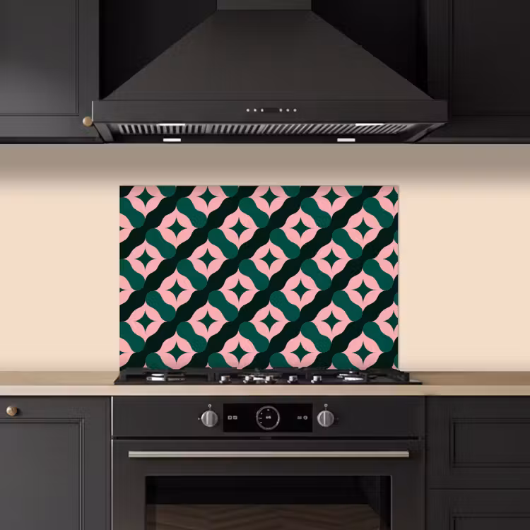 Kitchen splashback for hob - Green - Pink - Retro - Stars — 5