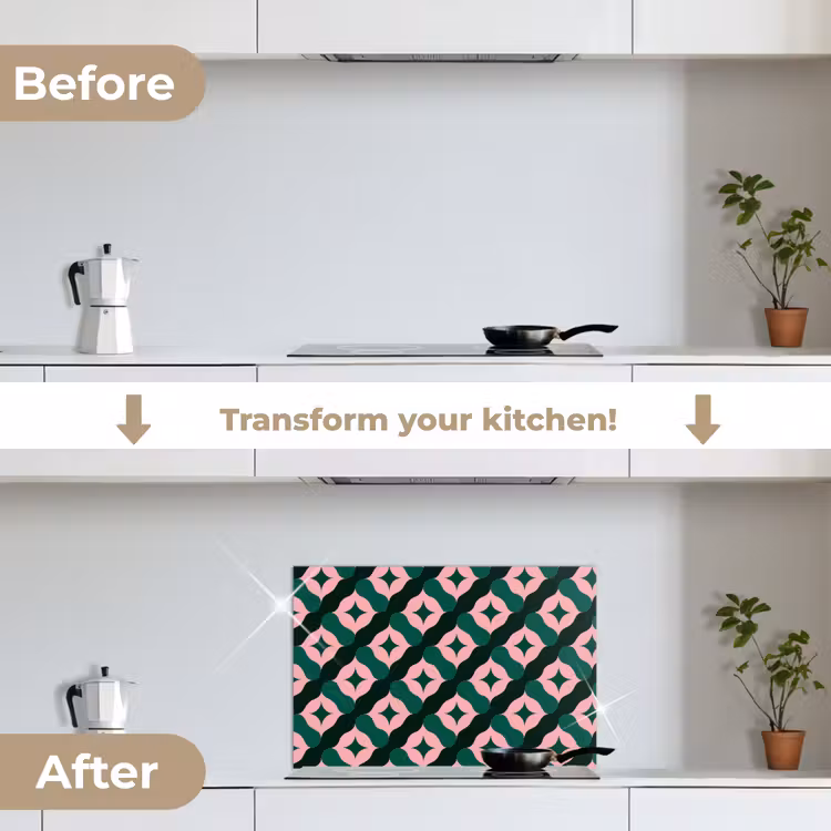 Kitchen splashback for hob - Green - Pink - Retro - Stars — 7