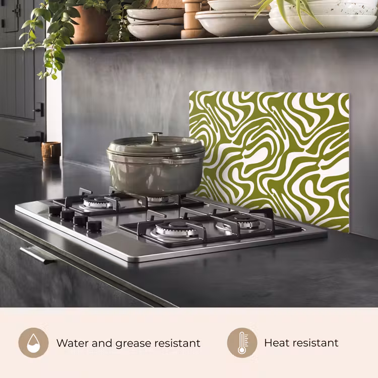 Kitchen splashback for hob - Line pattern - Green - Organic — 2