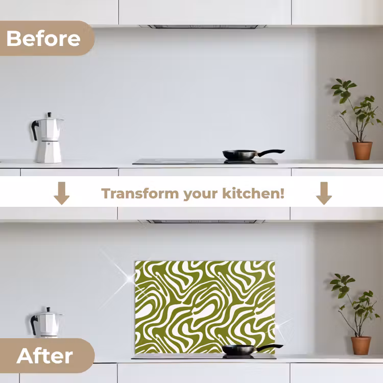 Kitchen splashback for hob - Line pattern - Green - Organic — 7