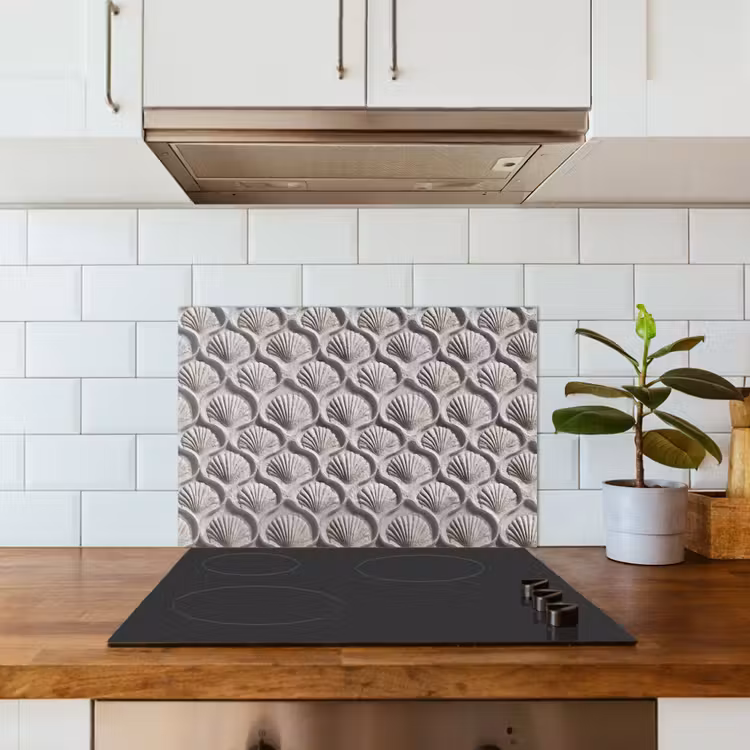 Kitchen splashback for hob - Sand - Shell Shape - Gray — 3