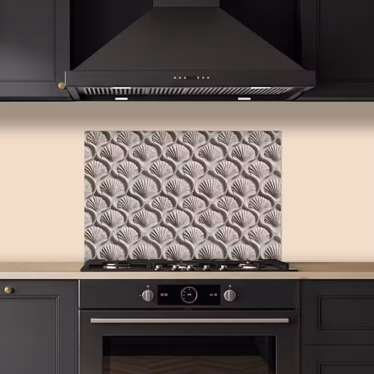 Kitchen splashback for hob - Sand - Shell Shape - Gray — 5