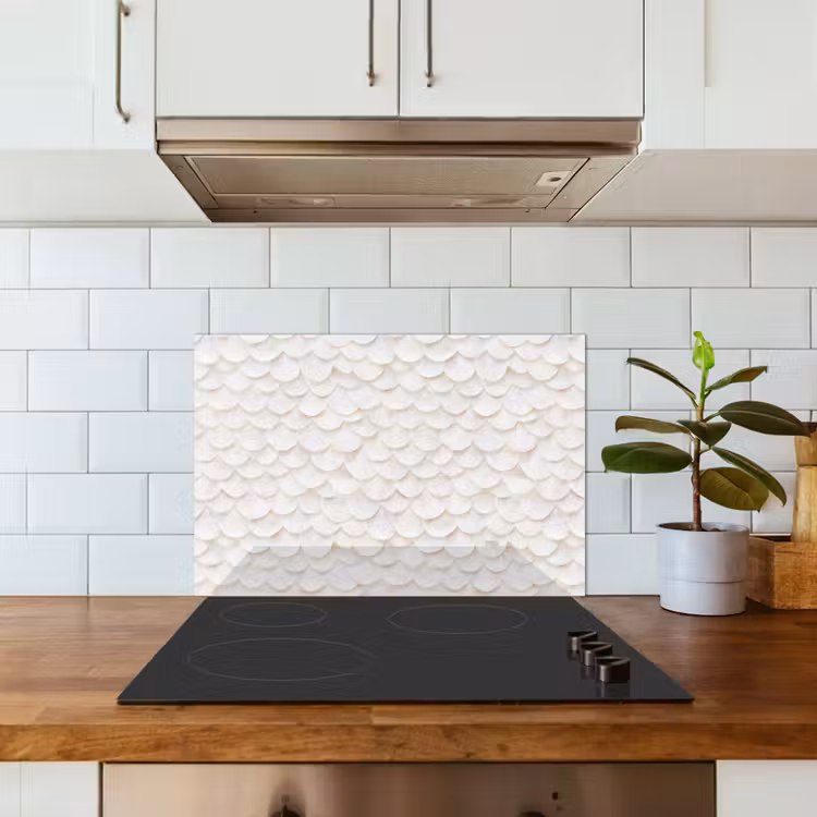 Kitchen splashback for hob - Scales - White - Elegant — 3