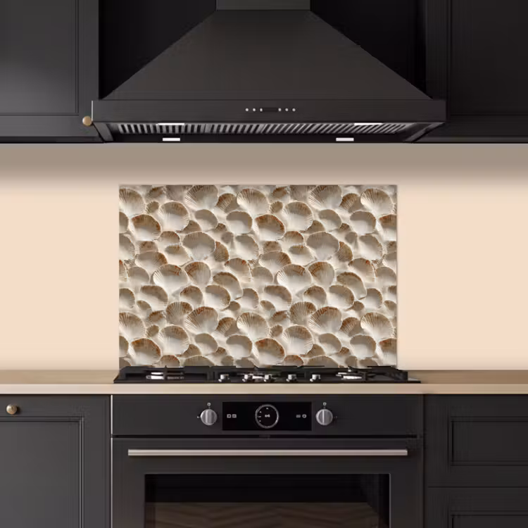 Kitchen splashback for hob - Shells - Fan Shape - White — 5
