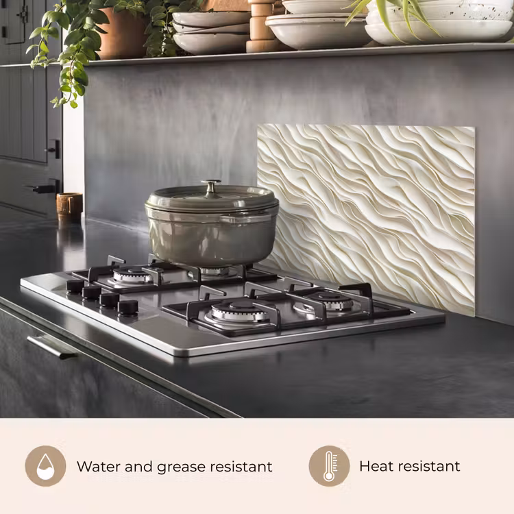 Kitchen splashback for hob - Waves - White - Minimalist — 2
