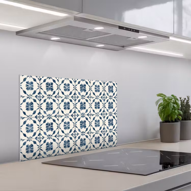 Kitchen splashback for hob - Graphic - Tile - Blue — 1