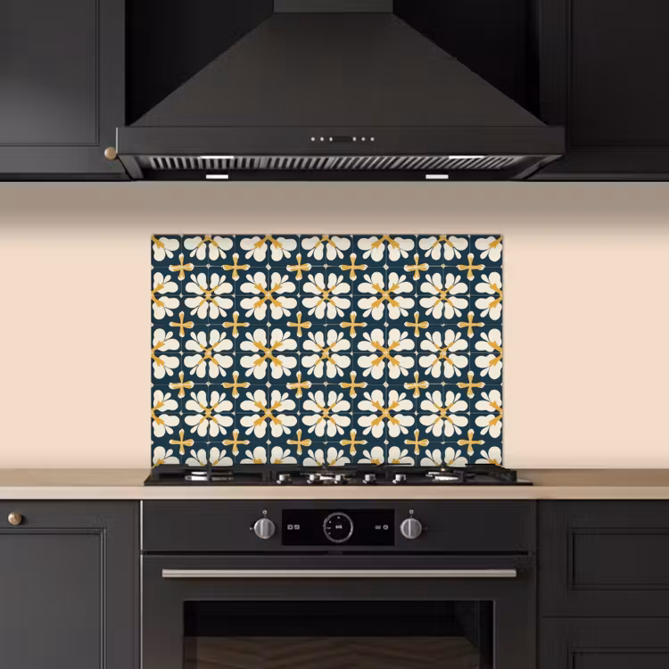 Kitchen splashback for hob - Motif - Tile - Ochre yellow — 5