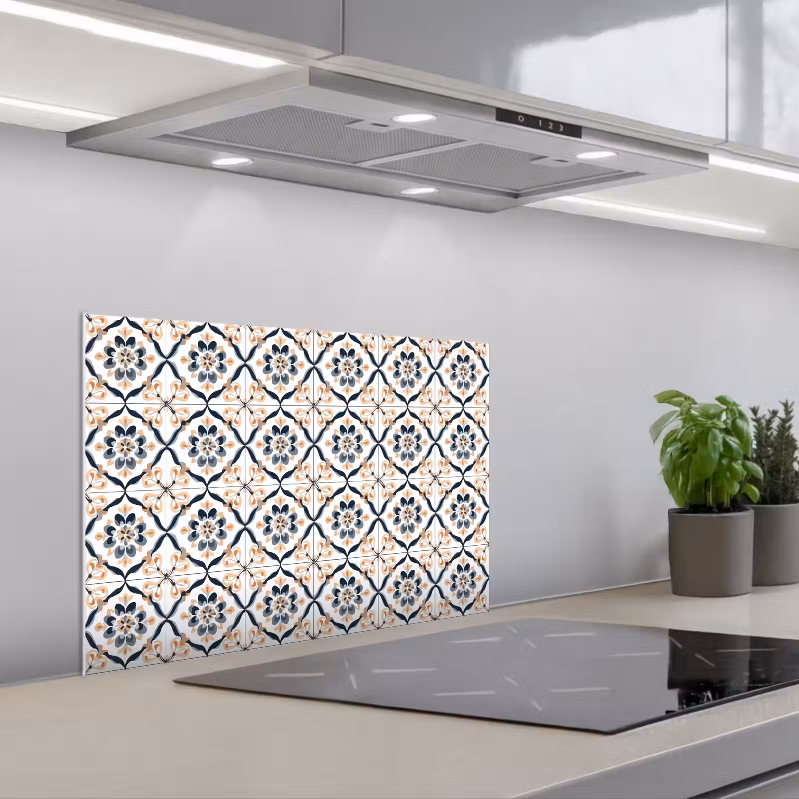 Kitchen splashback for hob - Leaf shape - Pattern - Colorful — 1