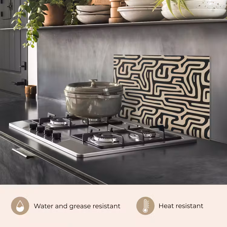 Kitchen splashback for hob - Graphic - Lines - Black — 2