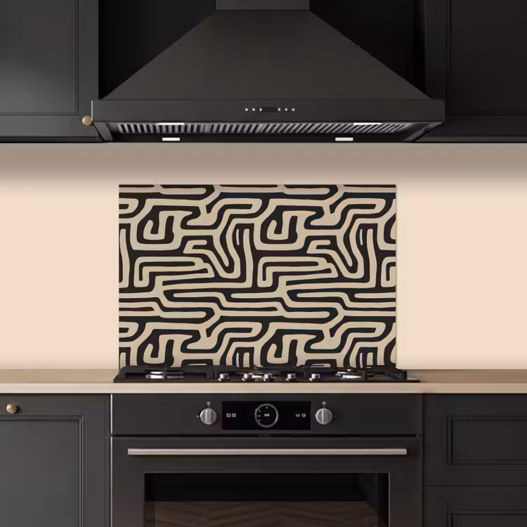 Kitchen splashback for hob - Graphic - Lines - Black — 5