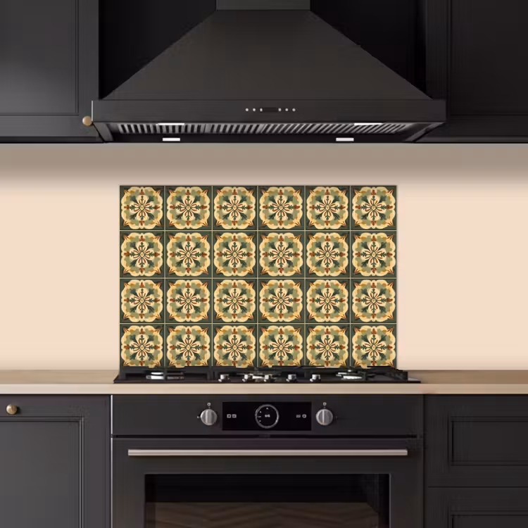 Kitchen splashback for hob - Ornament - Pattern - Green — 5