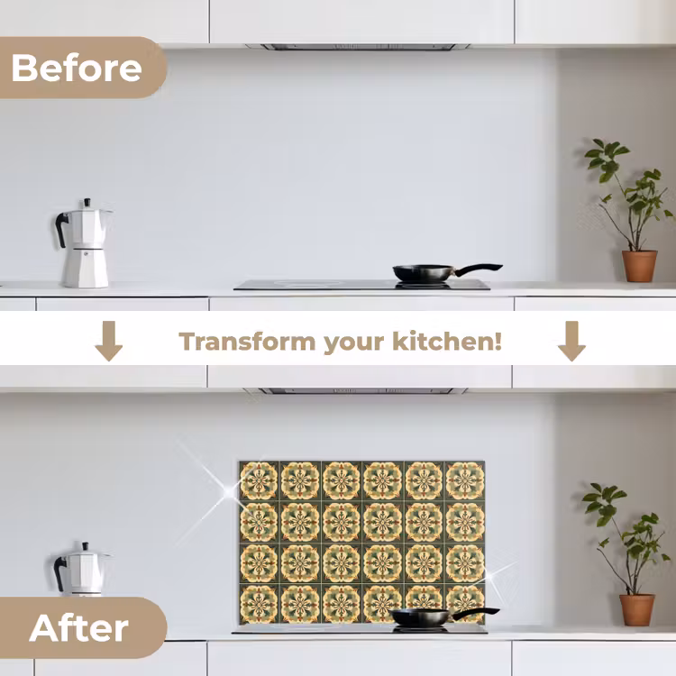 Kitchen splashback for hob - Ornament - Pattern - Green — 7