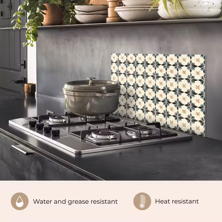 Kitchen splashback for hob - Ornamental - Ornament - Blue — 2