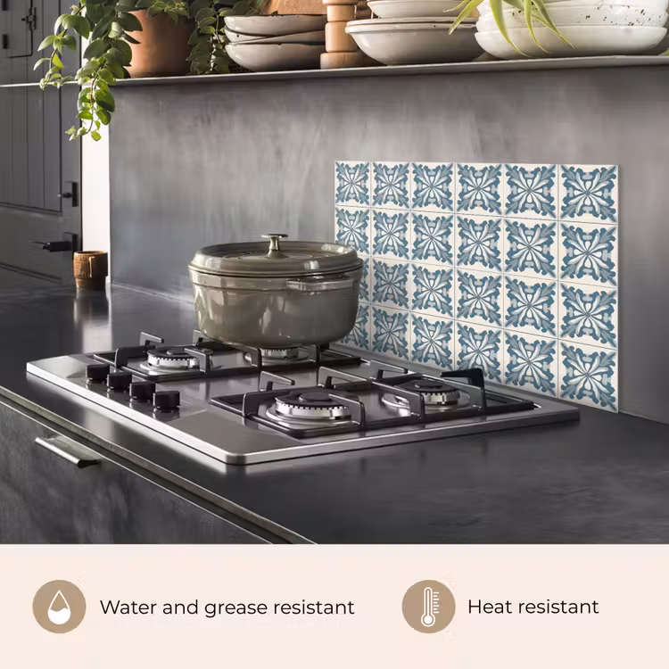 Kitchen splashback for hob - Pattern - Tile - Blue — 2