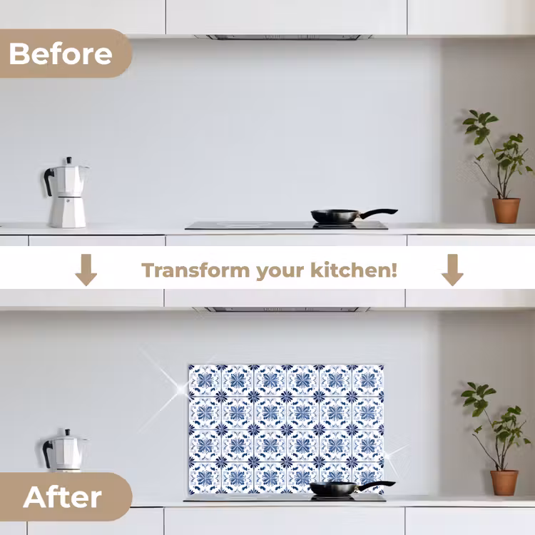 Kitchen splashback for hob - Pattern - Tile - Blue — 7