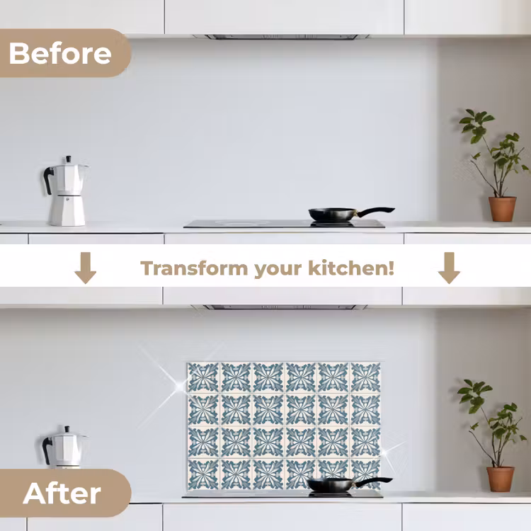 Kitchen splashback for hob - Pattern - Tile - Blue — 7