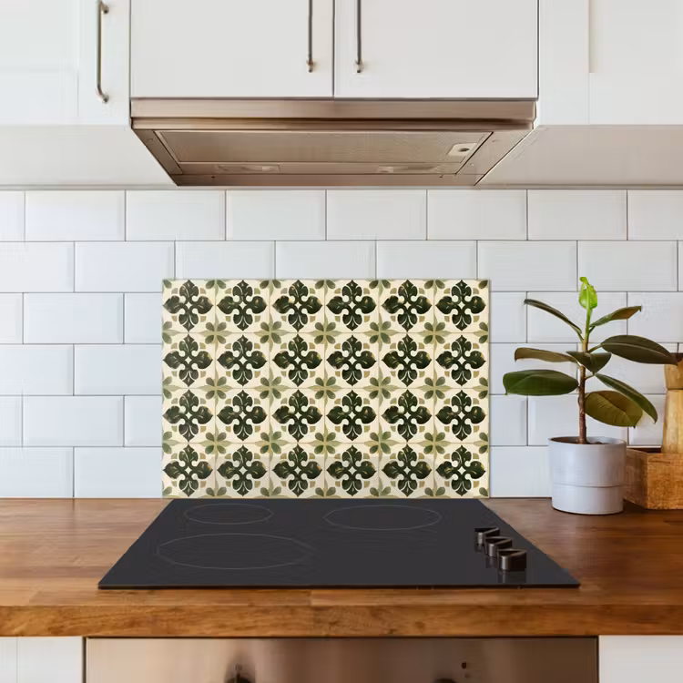 Kitchen splashback for hob - Pattern - Tile - Green — 3