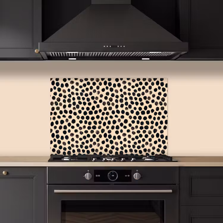 Kitchen splashback for hob - Polka dots - Pattern - Black — 5
