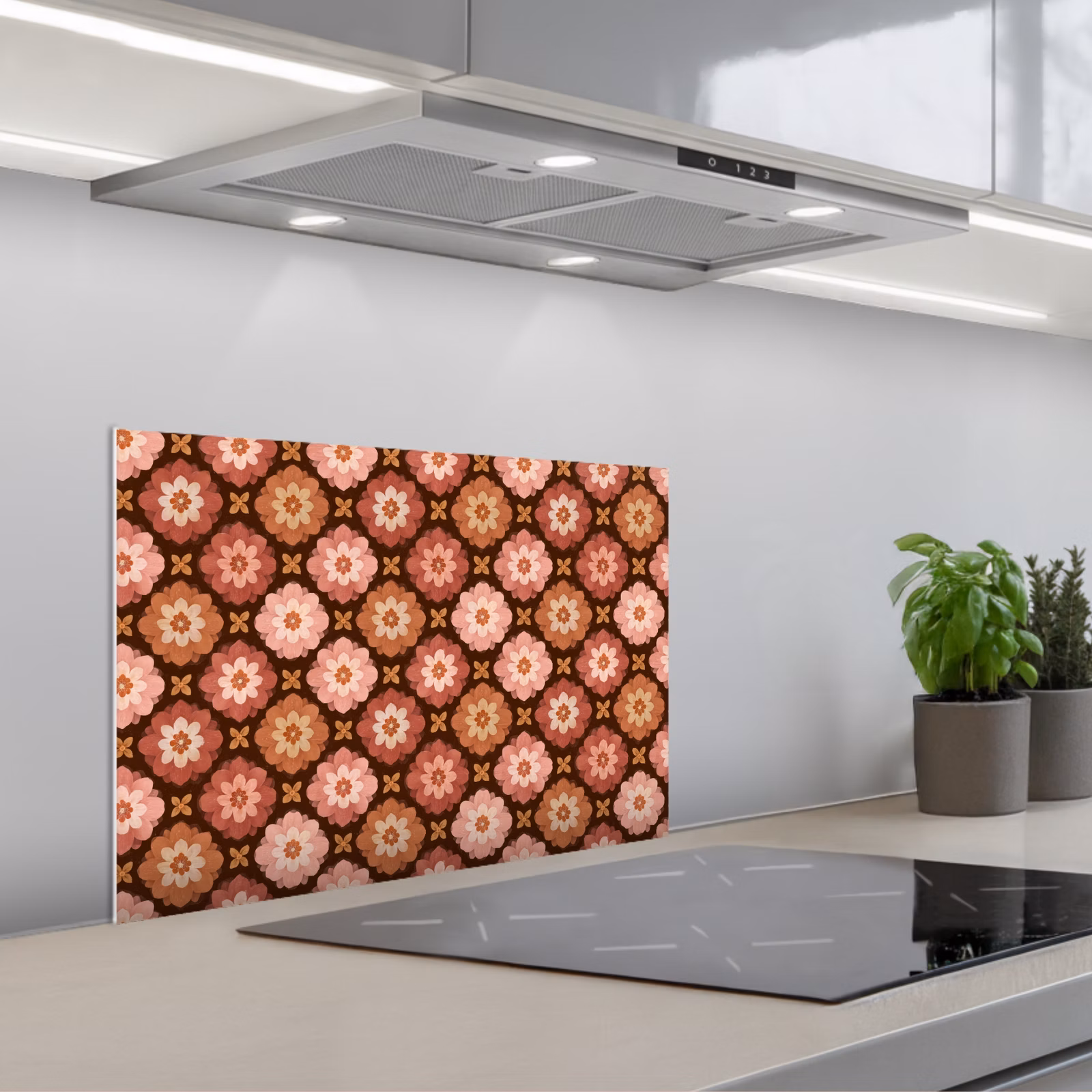 Kitchen splashback for hob - Geometric - Floral - Colorful — 1